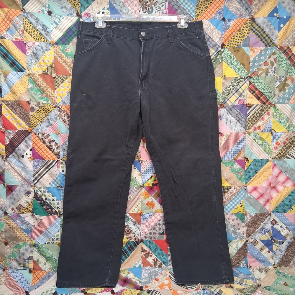 Dickies Canvas Carpenter Pants Mens Size 38x32 Black Utility Workwear Grunge